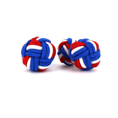 Botões de punho Bola Grande Azul, Branco e Vermelho