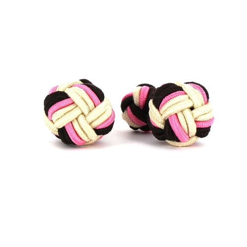Botões de punho Bola Grande Preto, Madrepérola e Rosa