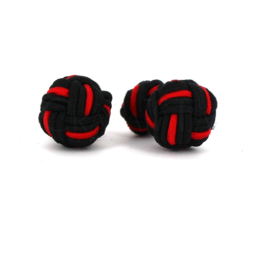 Botões de punho Bola Grande Preto e Vermelho