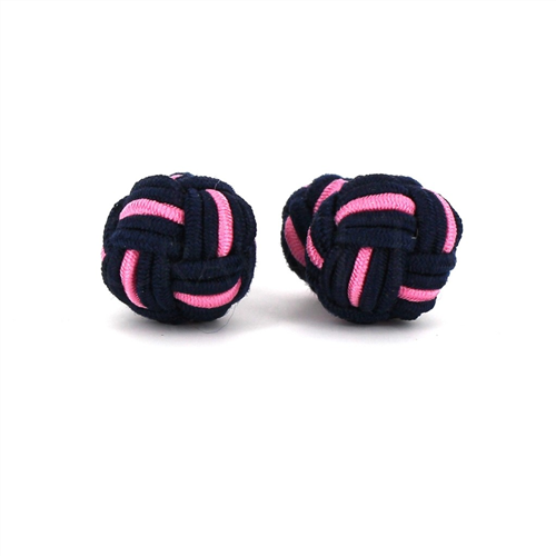 Botões de Punho Bola Grande Preto e Rosa