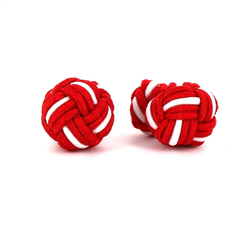 Botões de punho Bola Grande Vermelho e Branco