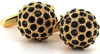 Botões de punho Bolas Douradas e Negras