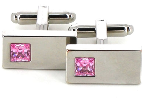 Botões de punho Cristais Rosa