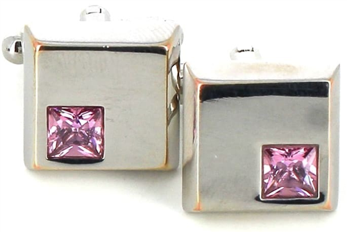 Botões de punho Cristais Rosa