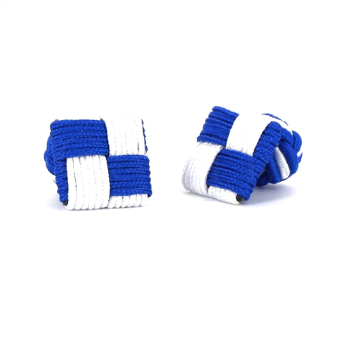 Botões de Punho Quadrados Azul e Branco