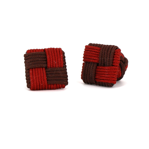 Botões de Punho Quadrados em Chocolate e Mogno