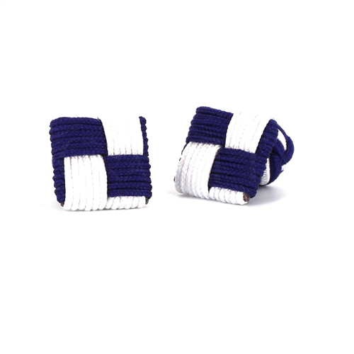 Botões de Punho Quadrados Roxo e Branco