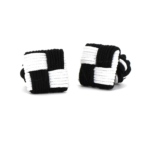 Botões de Punho Quadrados Preto e Branco