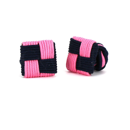 Botões de Punho Quadrados Preto e Rosa