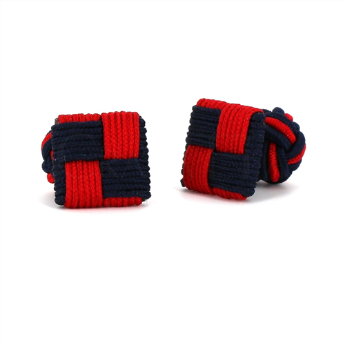 Botões de Punho Quadrados Vermelho e Preto Carvão