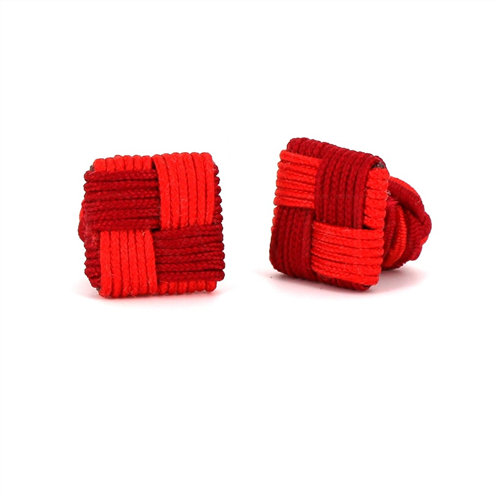 Botões de Punho Quadrados Vermelho Escarlate e Carmim