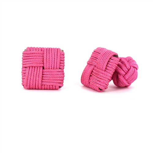 Botões de Punho Quadrados em Rosa Intenso
