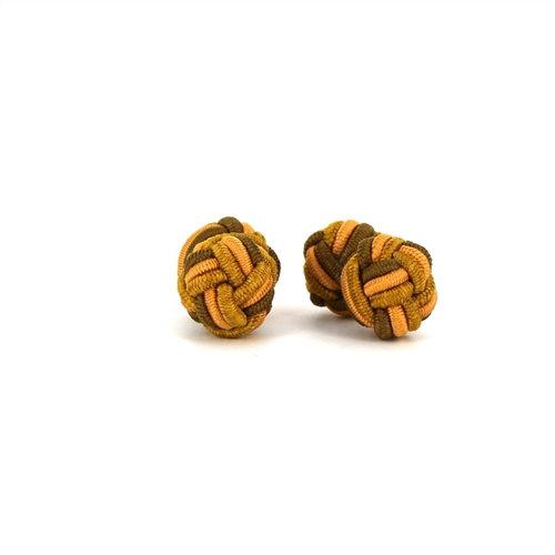 Botões de Punho Dupla Bola Amarelo, Bronze e Ocre