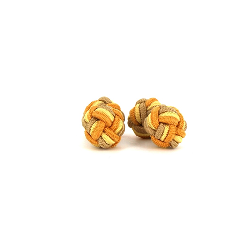 Botões de Punho Dupla Bola Dourado, Amarelo e Bege