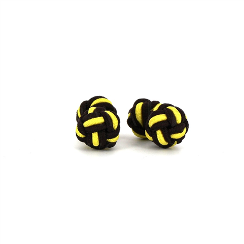 Botões de punho Dupla Bola Castanho e Amarelo
