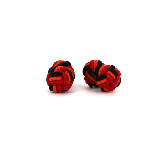 Botões de Punho Dupla Bola Preto, Laranja e Vermelho