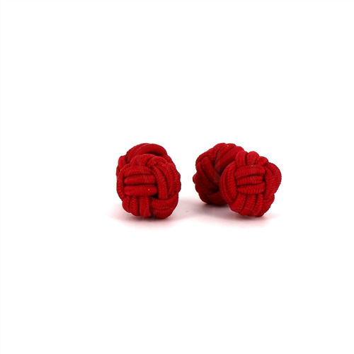 Botões de Punho Dupla Bola Vermelho Carmim