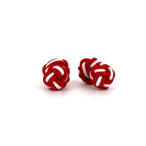Botões de Punho Dupla Bola Vermelho e Branco