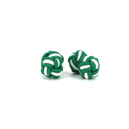 Botões de Punho Duplos Esfera Verde Escuro e Branco
