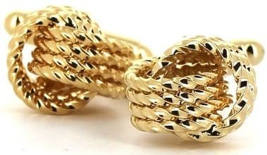 Botões de Punho Nó Duplo Dourado