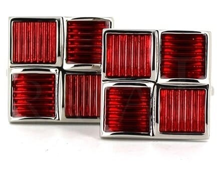 Botões de Punho Esmaltados 4 Quadrados
