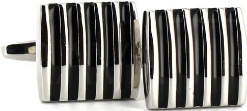 Botões de Punho Esmaltados 5 Riscas Pretas I