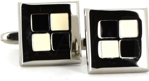Botões de Punho Esmaltados Preto e Branco