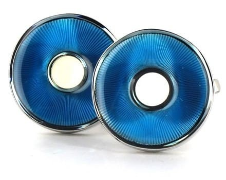 Botões de Punho Esmaltados Circulares Azuis