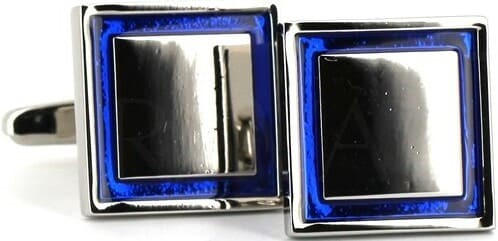 Botões de Punho Quadrados Esmaltados Azuis