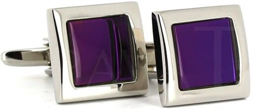 Botões de Punho Quadrados Esmaltados Magenta