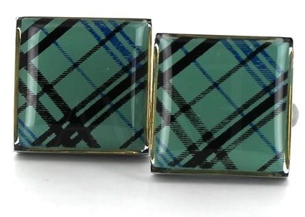 Botões de Punho Esmaltados Quadrados Verde Caribe