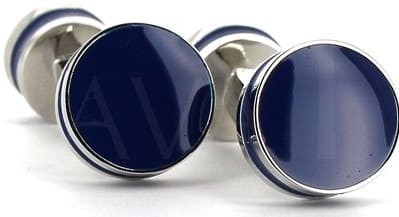 Botões de Punho Esmaltados Dupla Bola Azul