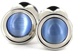 Botões de Punho Esmaltados Dupla Bola Azul Claro