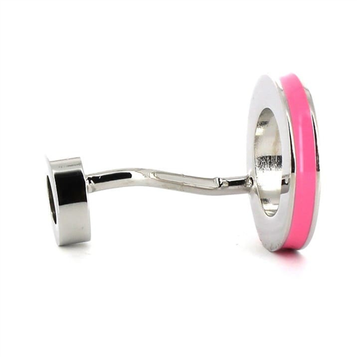 Botões de Punho Esmaltados Dupla Bola Rosa