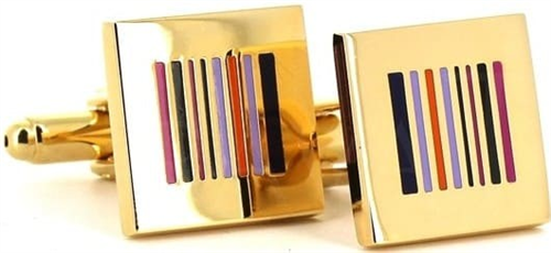 Botões de Punho Esmaltados Dourados Multicoloridos