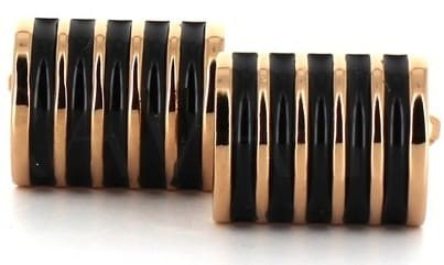 Botões de Punho Esmaltados Dourados e Pretos
