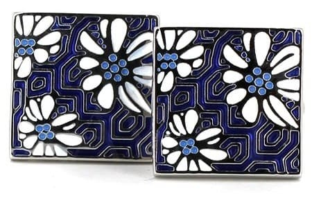Botões de Punho Esmaltados Floral IV
