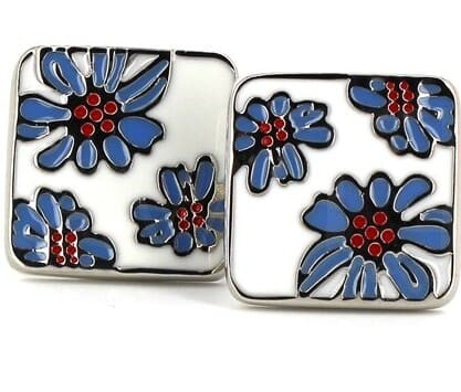 Botões de Punho Floral Esmaltados V