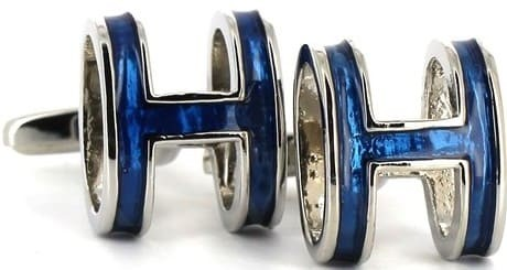 Botões de Punho Esmaltados H Azuis