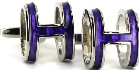 Botões de Punho Esmaltados H Roxos
