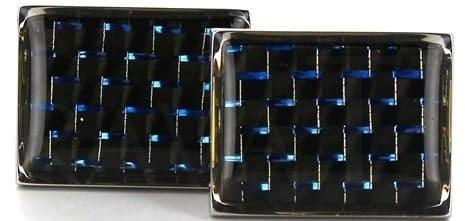 Botões de Punho Esmaltados Pretos Azulados