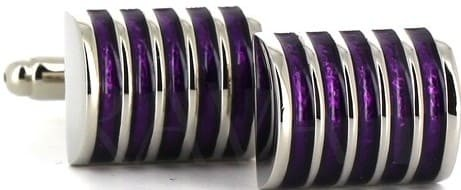 Botões de Punho Listrados em Esmalte Roxo