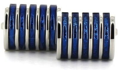 Botões de Punho Listras Azuis Esmaltadas