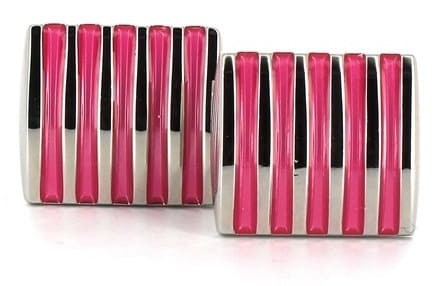 Botões de Punho Listrados em Rosa Esmaltado