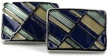 Botões de Punho Retangulares Esmaltados Tricolor IV