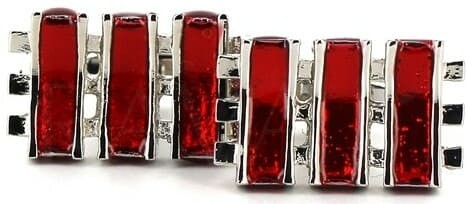 Botões de Punho Esmaltados Triplo Risco Vermelho