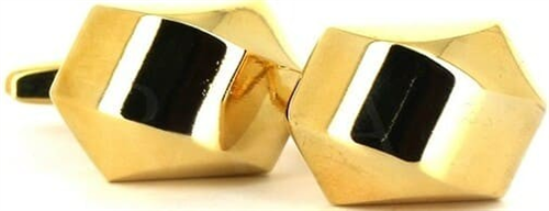 Botões de punho Hexagonal Dourado