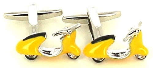 Botões de punho Moto Scooter Vespa Amarela