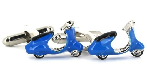 Botões de punho Moto Scooter Vespa Azul