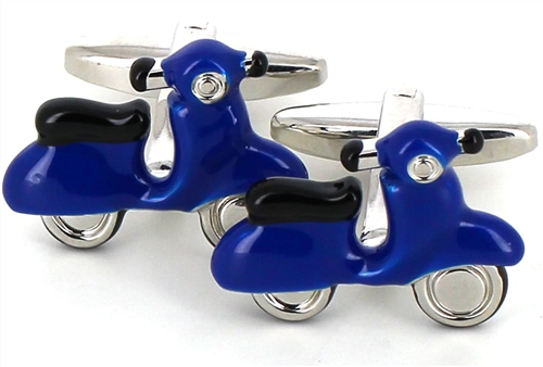 Botões de punho Moto Scooter Vespa Azul